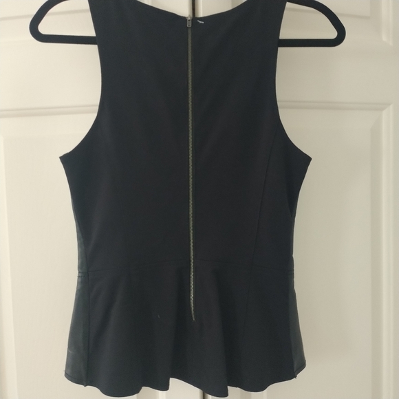 Nordstrom Halogen Black Leather Peplum Top XS - Picture 5 of 11